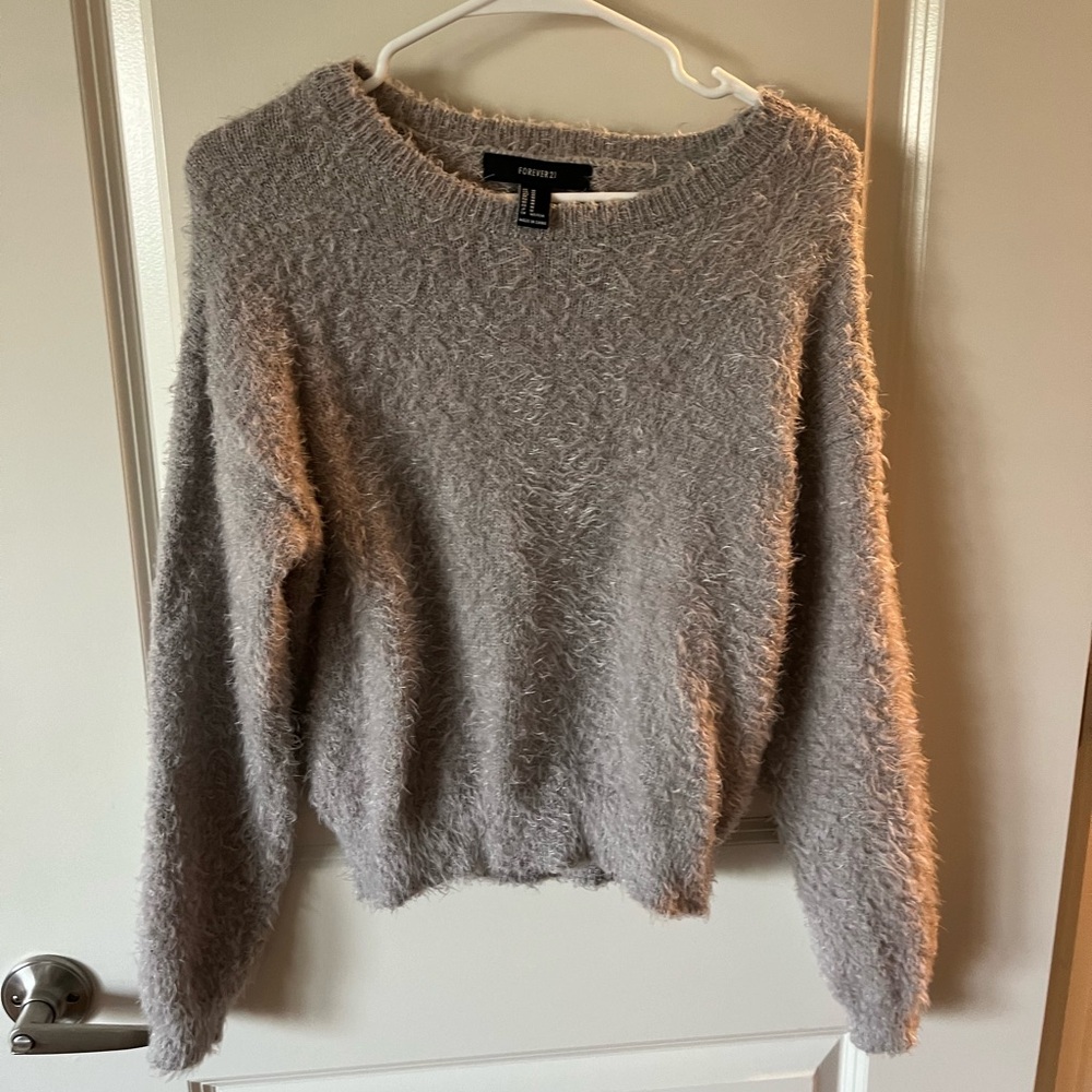 Medium fuzzy grey sweater from Forever 21!